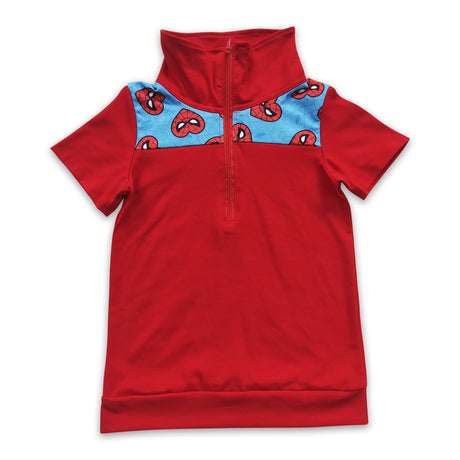 Short sleeves spider red kids boy pullover