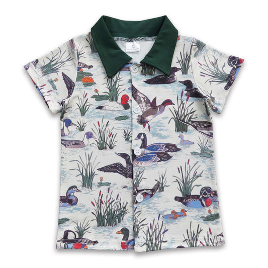 Olive duck short sleeves kids boy hunting button up shirt