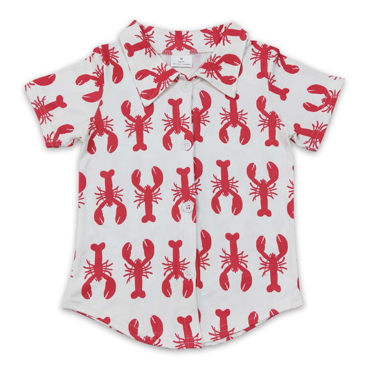 Crawfish short sleeves kids boy button up shirt