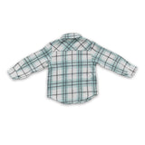 Green plaid cotton pocket boy flannel button up shirt