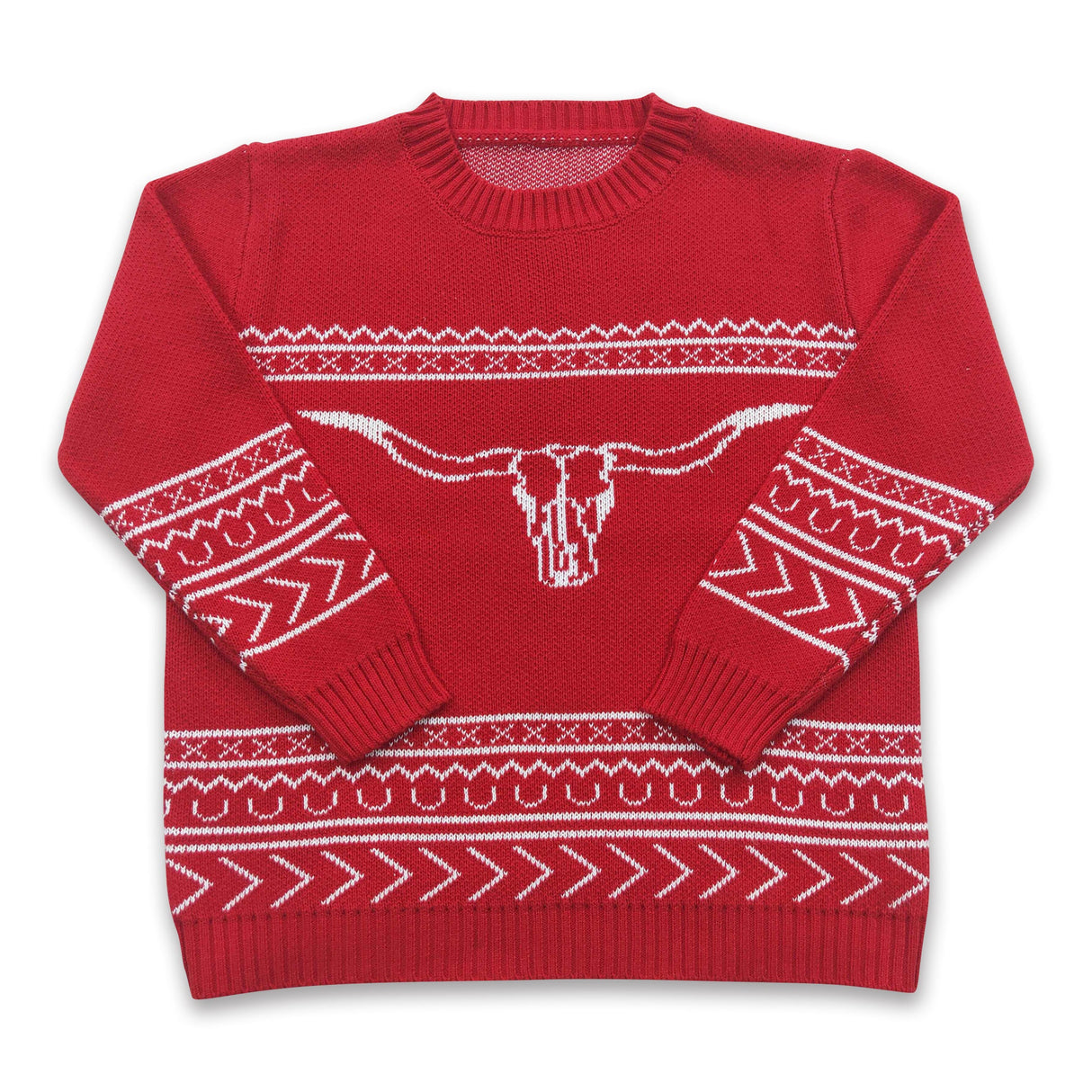 Red bull skull aztec cow baby kids sweater