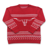 Red bull skull aztec cow baby kids sweater