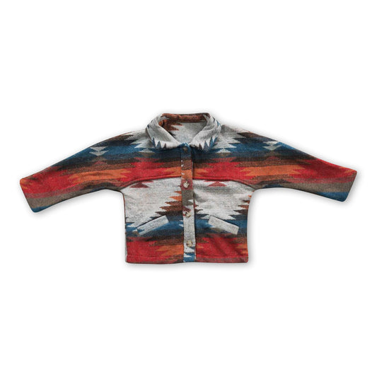 Long sleeves aztec western apparel kids button up flannel