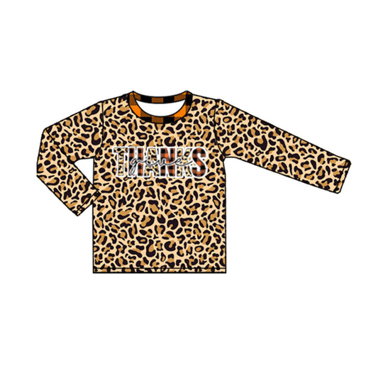 Thanks leopard long sleeves baby kids Thanksgiving shirt