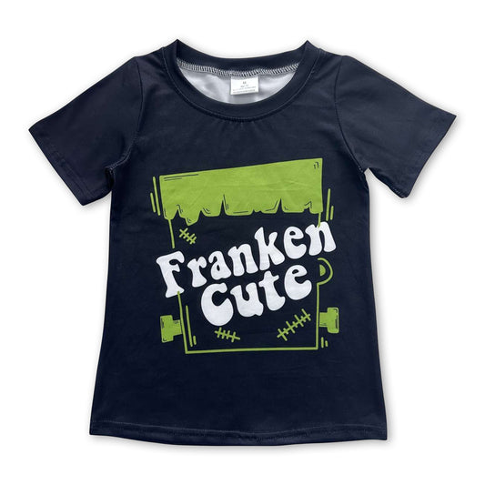 Black short sleeves cute green kids boy Halloween shirt