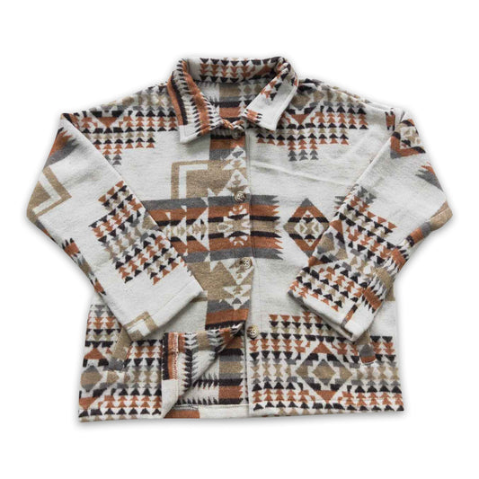 Khaki pockets baby kids flannel button up shirt