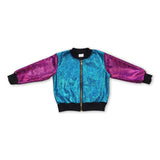 Sky blue pink zipper girls winter coat