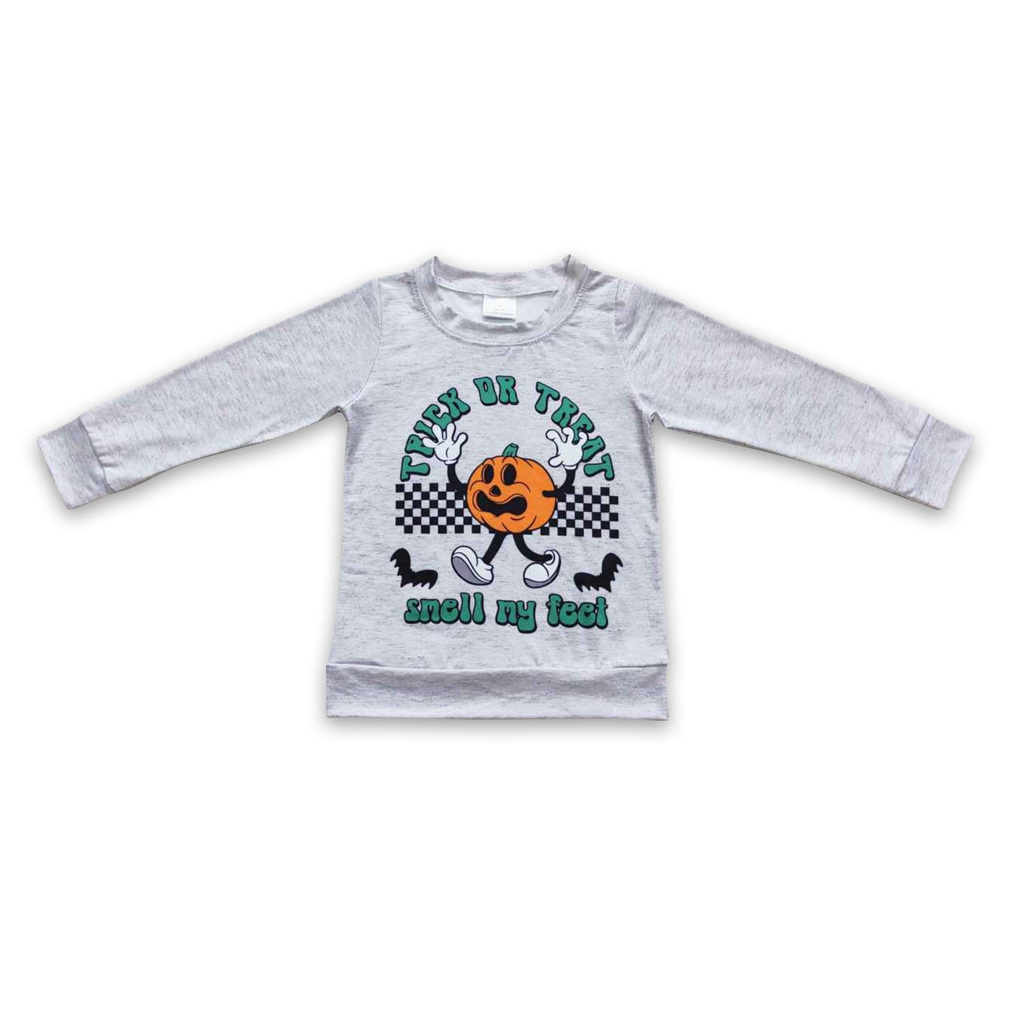 Trick or treat plaid pumpkin baby kids Halloween shirt