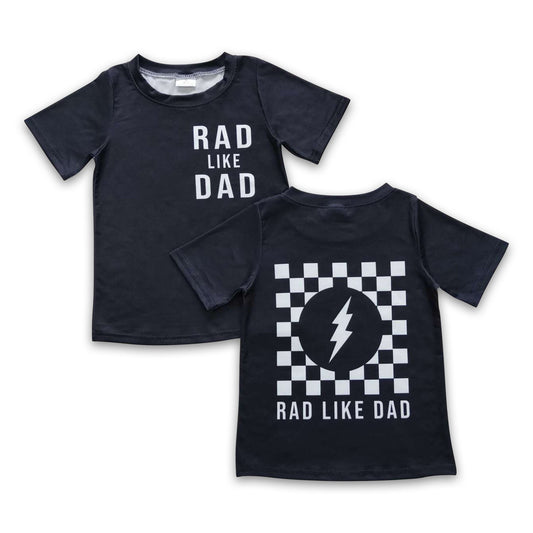 Rad like dad black plaid kids boy shirt