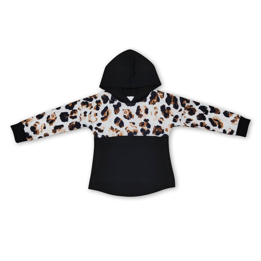 Leopard black patchwork baby kids hoodie