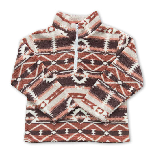 Brown aztec winter clothes kids girls pullover