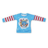 Blue cat bleached stripe long sleeves boy shirt