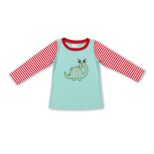 Dinosaur stripe long sleeves kids boy Christmas shirt