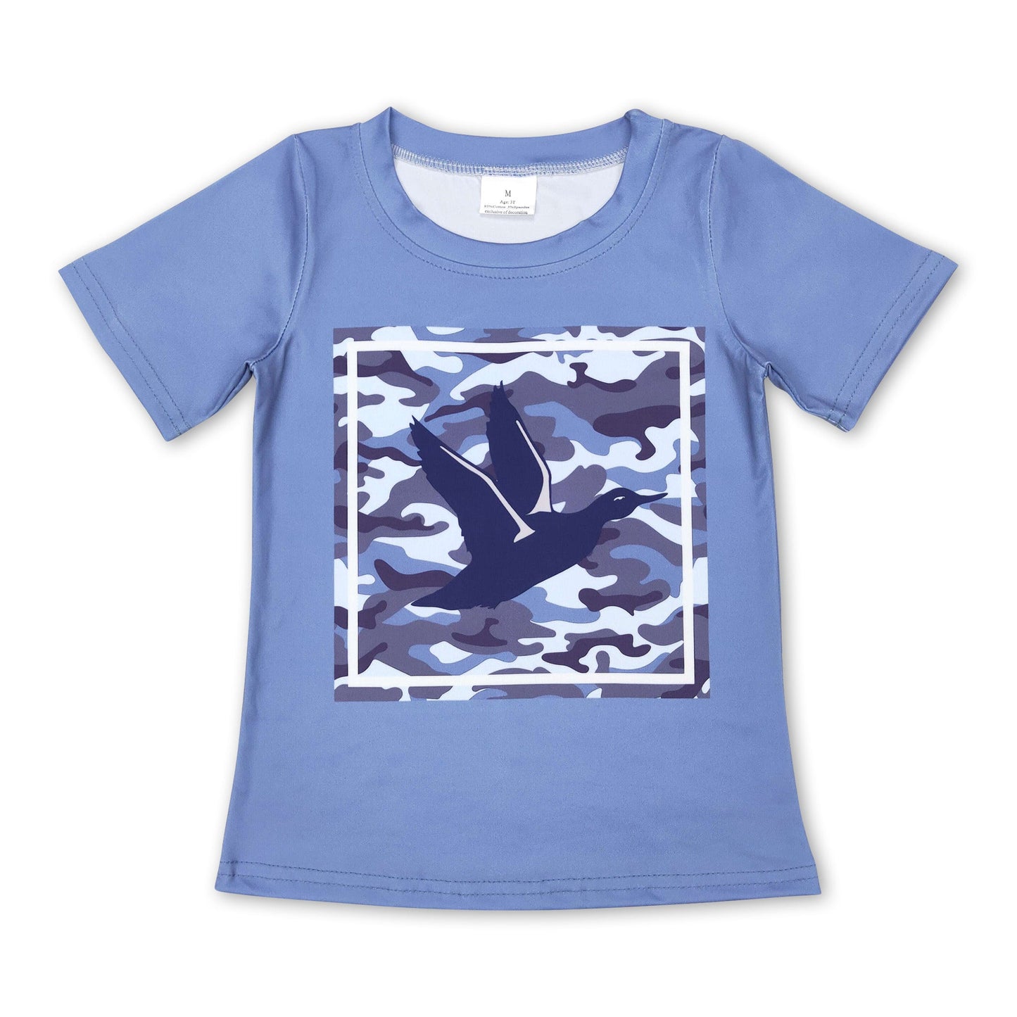 Light blue short sleeves camo duck kids boy shirt