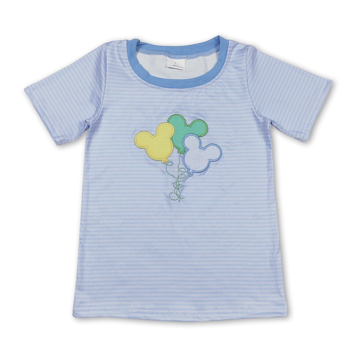 Light blue stripe mouse balloon kids boy shirt