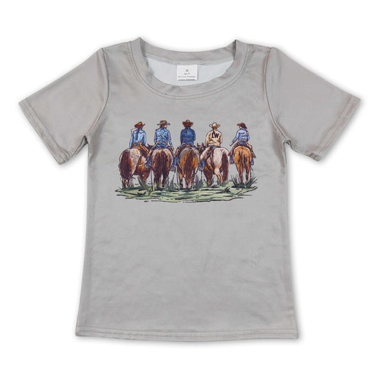 Short sleeves horse rodeo kids boys summer shirt