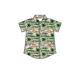 Camo strong boots short sleeves boys button down shirt