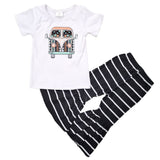 Girl Bus Striped Bell Bottom Outfits