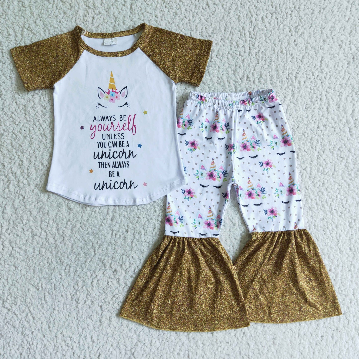 Girl Unicorn Gold Color Outfit