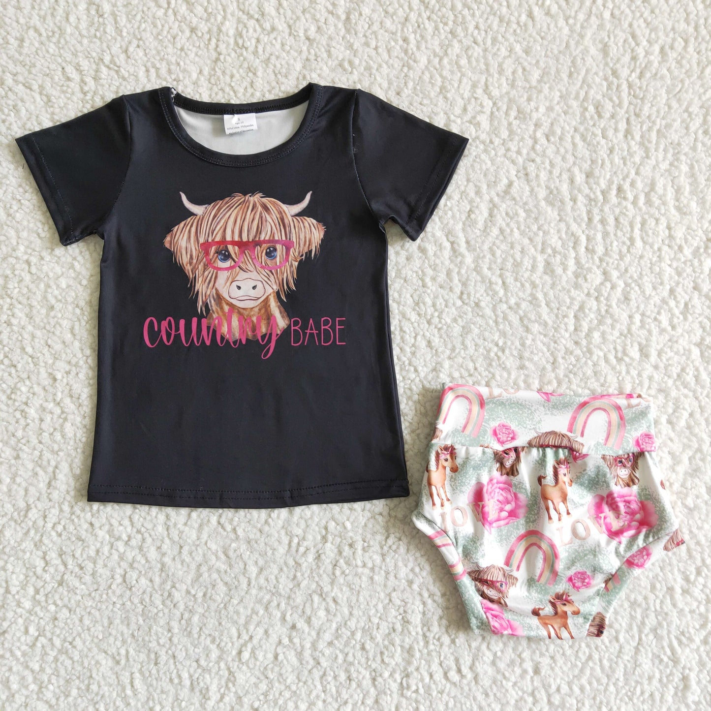 Country babe cow print bummies set