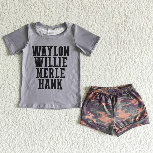 Grey shirt camo shorts girls singer clothing