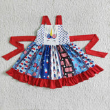 Girl unicorn panel twirl 4th of july dresses