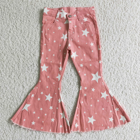 Girl Pink Star Denim Pants