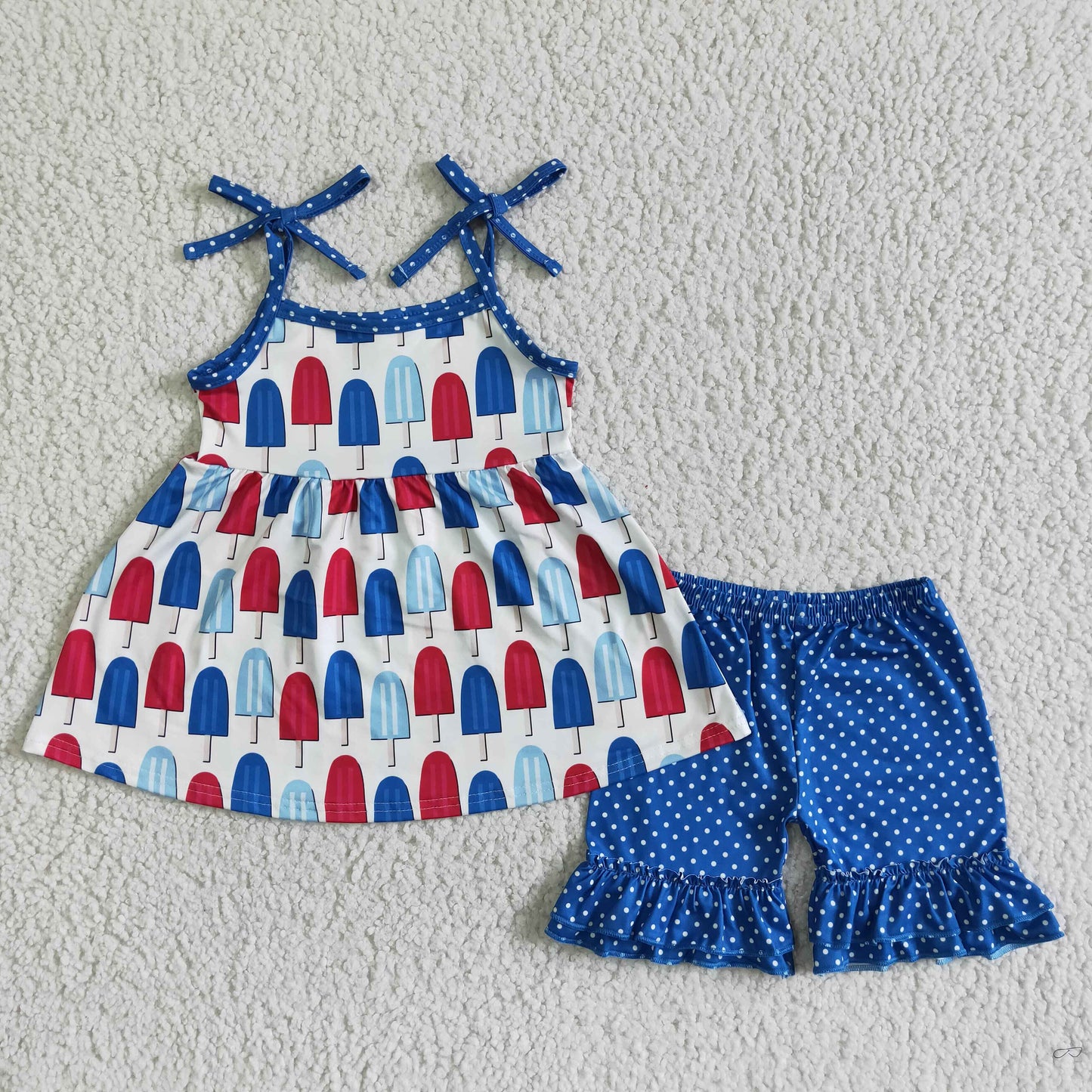 Sleeveless popsicle children 4th of july outfits