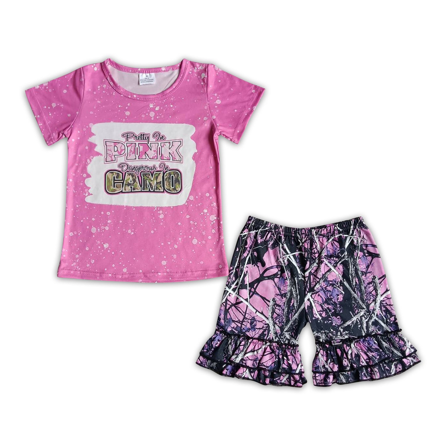 Girl Pink Camo Short Outfit
