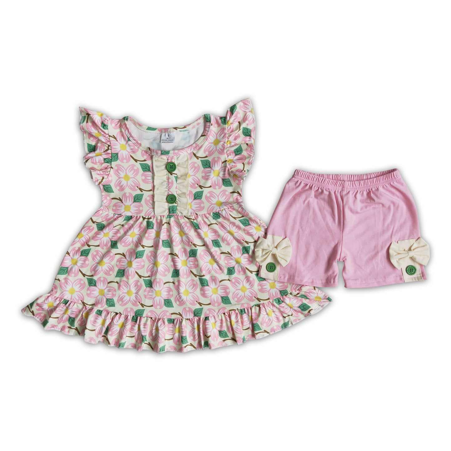 Floral tunic cotton shorts girls outfits