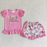 Dancer pink shirt mouse ruffle shorts girls cute summer outfits