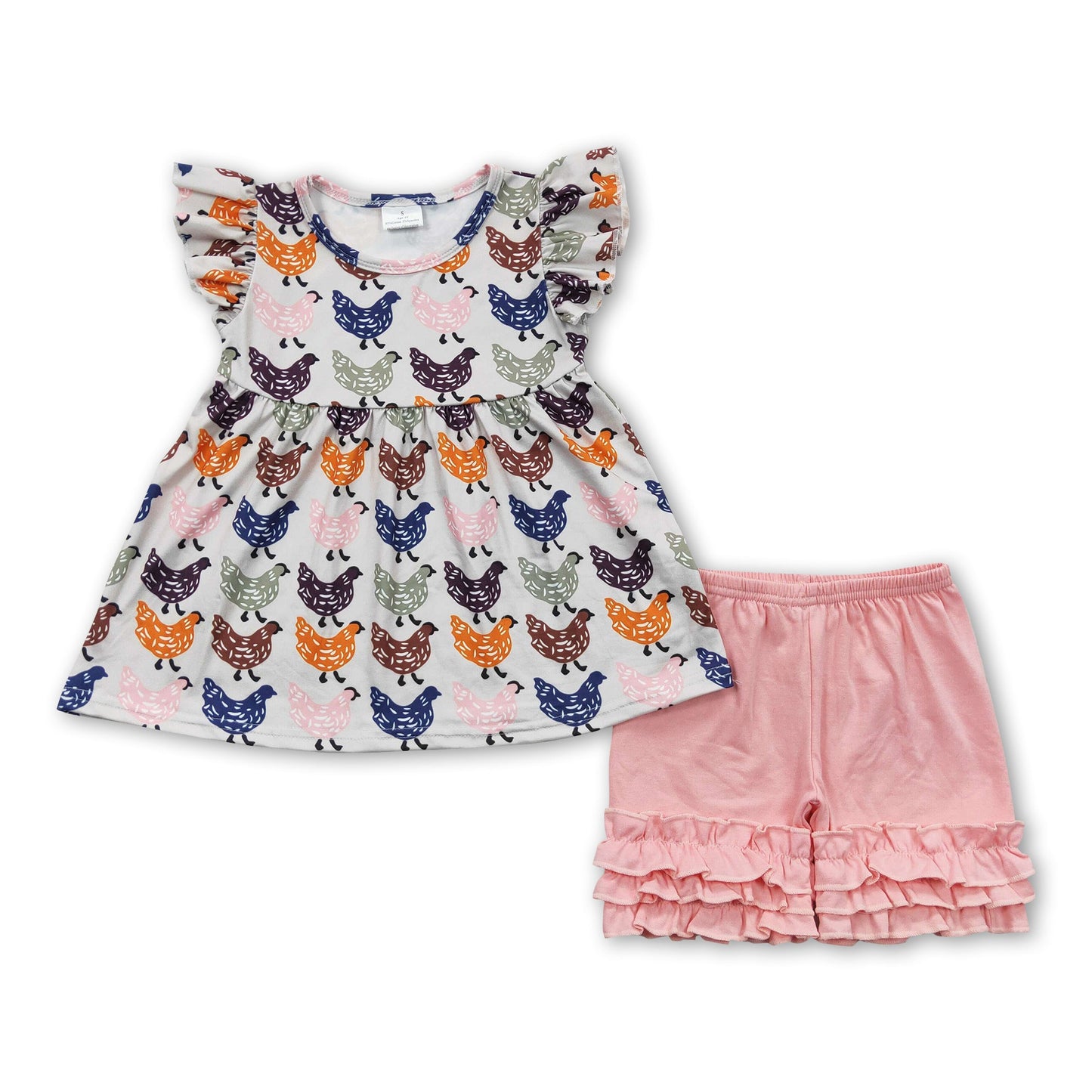 Girl Pink Chicken Short Outfit