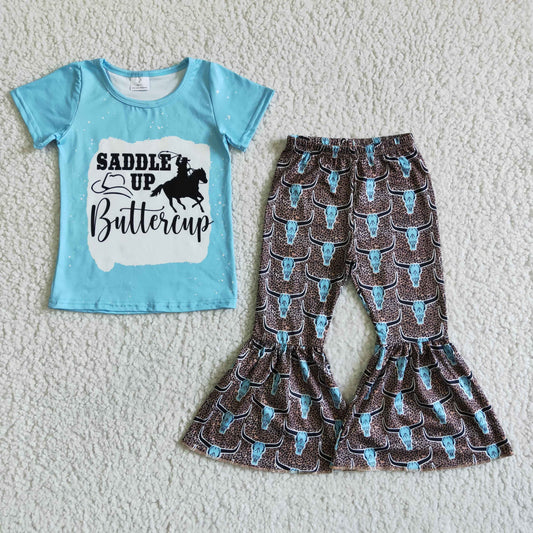 Saddle up buttercup shirt cow print pants girls clothing set