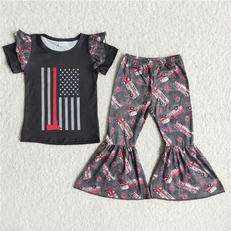 Fire trucks baby girls firefighters support clothing