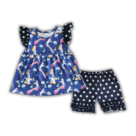 Unicorn rainbow kids girls summer outfits