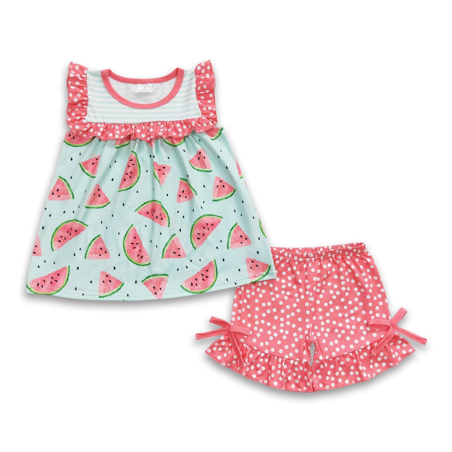Watermelon print tunic stripe shorts kids summer clothing – Yawoo Garments