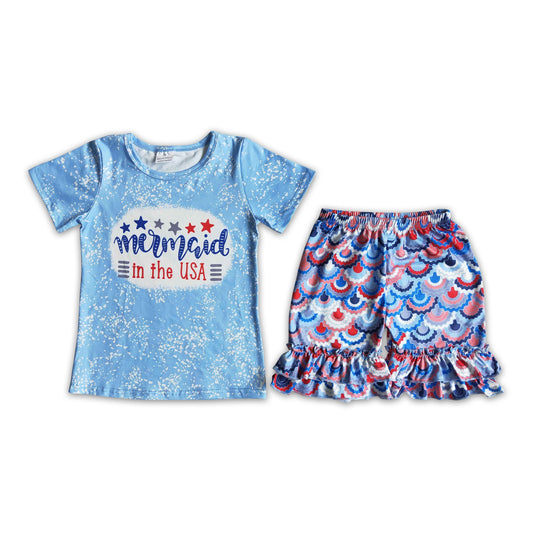 Mermaid in the USA kids girls 4th of july outfits