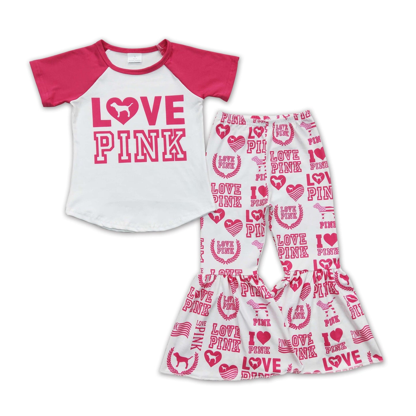 Girl Love Pink Bell Bottom Outfit