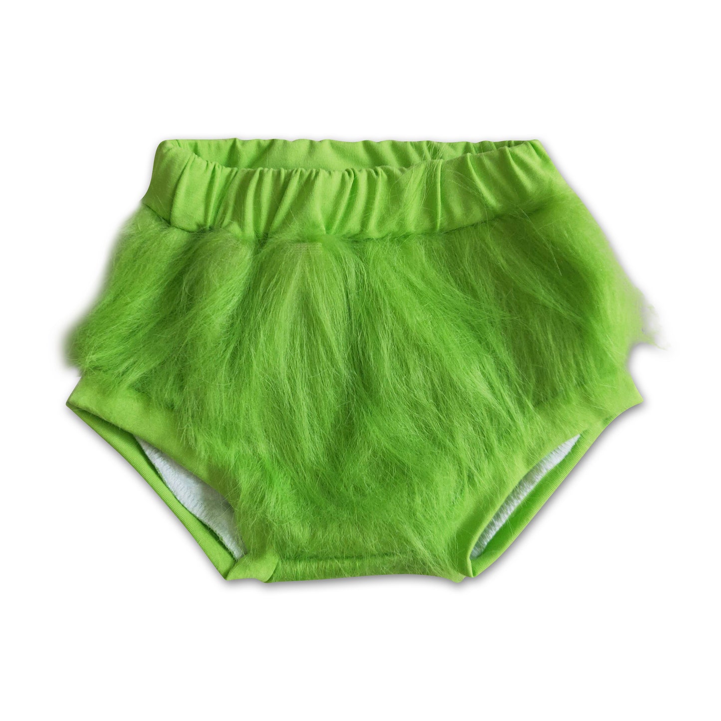 Green face faux fur baby kids Christmas bummies