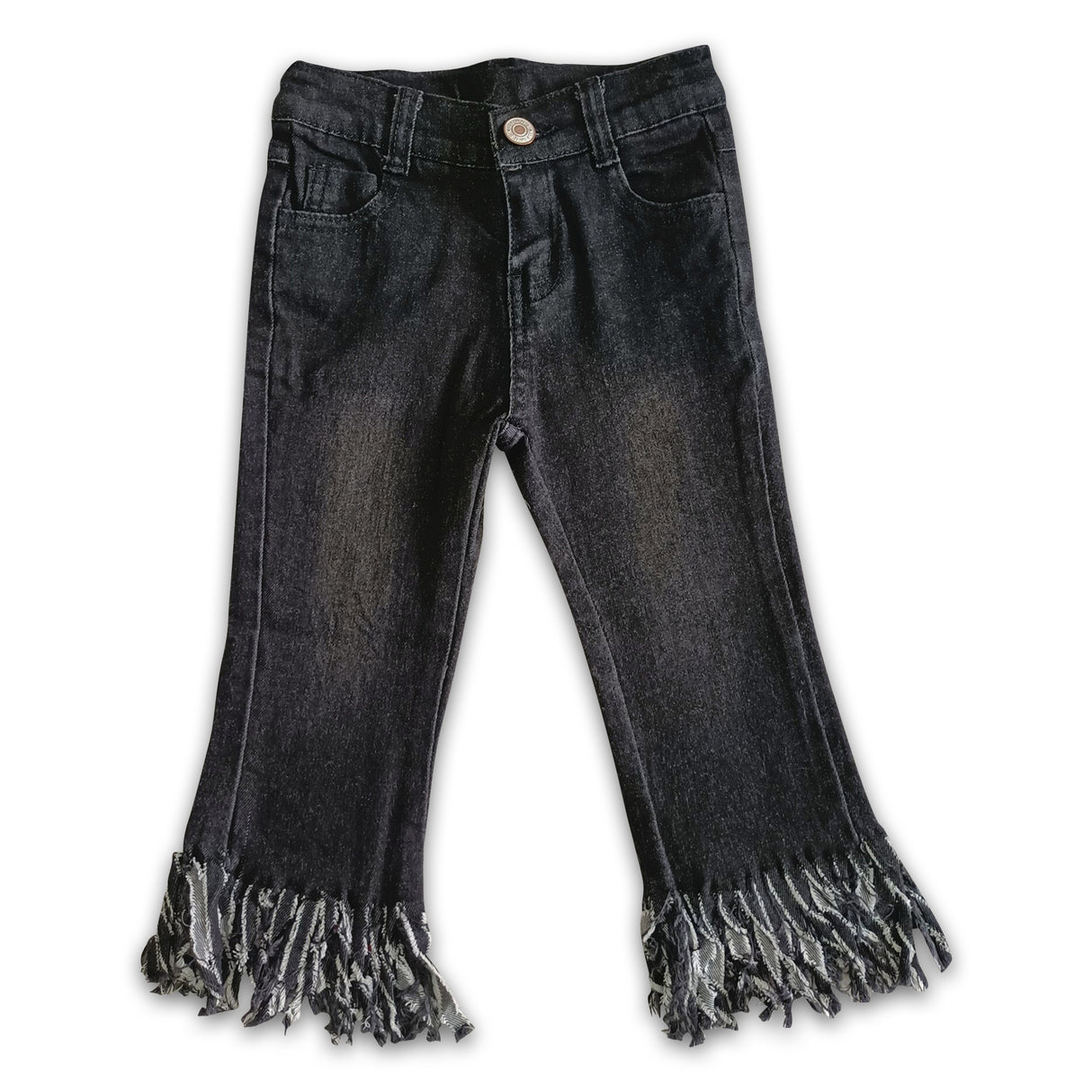 Girl Black Tassel denim pants