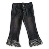 Girl Black Tassel denim pants