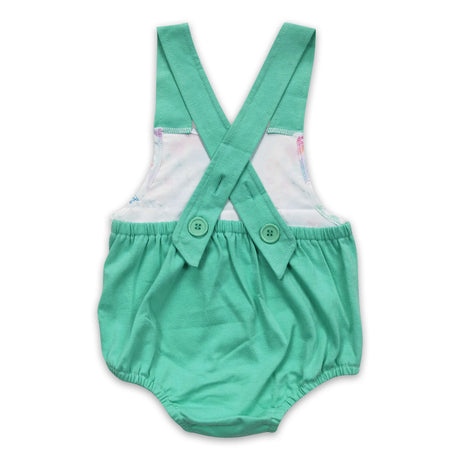Mint floral sleeveless backless baby girls romper