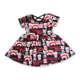 Short sleeves cart drink baby girls dresses