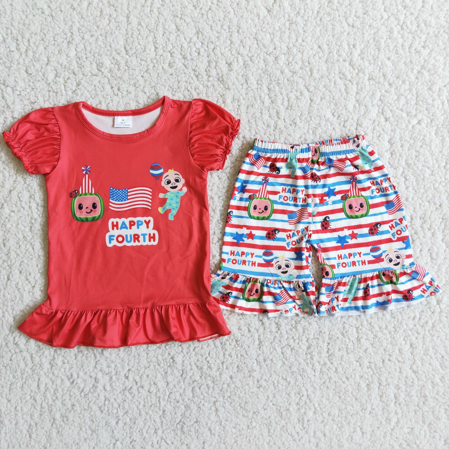Happy fourth melon stripe girls 4th of july outfits