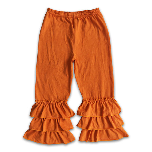 Orange triple ruffle pants