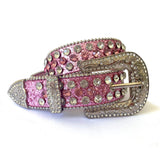 Girl Pink Star Denim Pants match belt