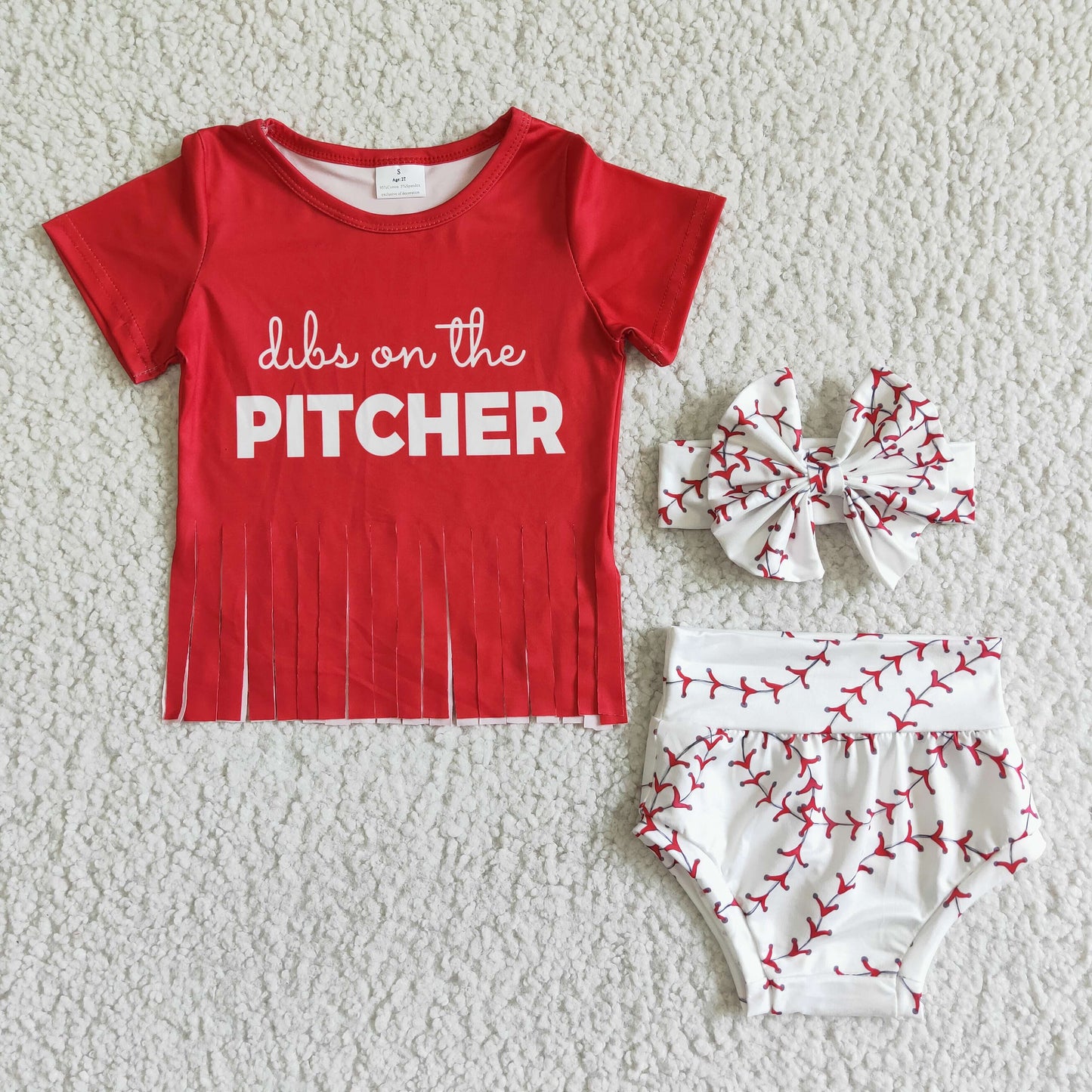Red tassels shirt bummies baby baseball clothes