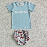 Country girl shirt farm print bummies baby girls clothes