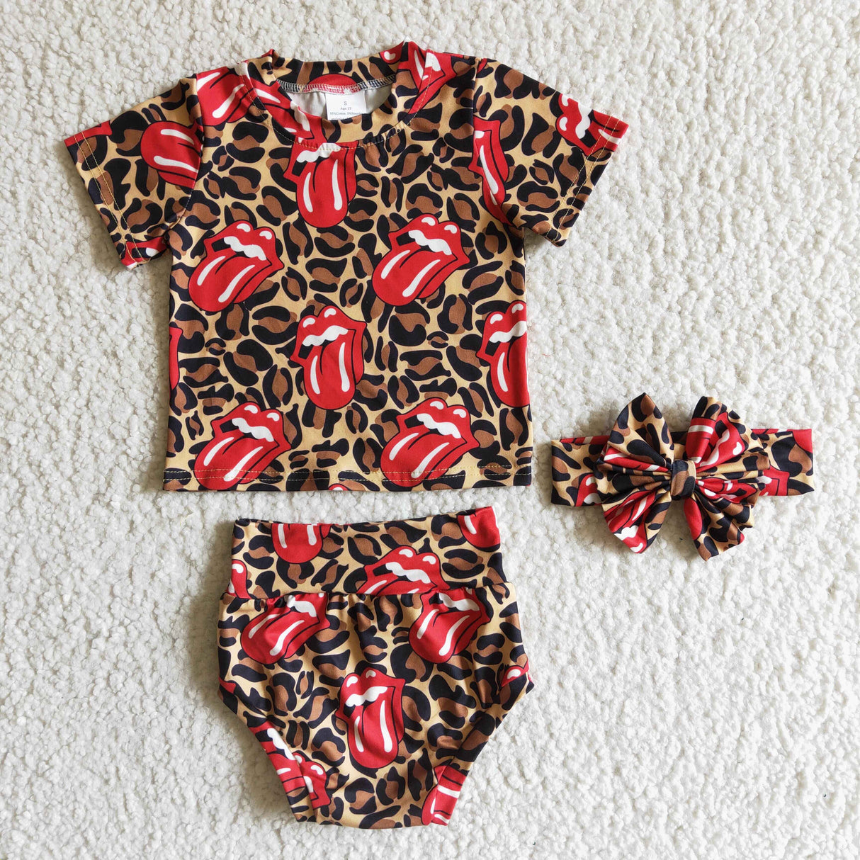 Tongue leopard short sleeve shirt bummies singer baby girls clothes