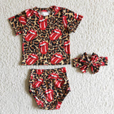 Tongue leopard short sleeve shirt bummies singer baby girls clothes